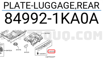 Nissan 849921KA0A PLATE-LUGGAGE,REAR