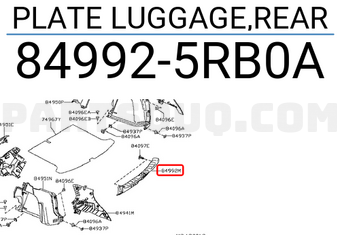 Nissan 849925RB0A PLATE LUGGAGE,REAR