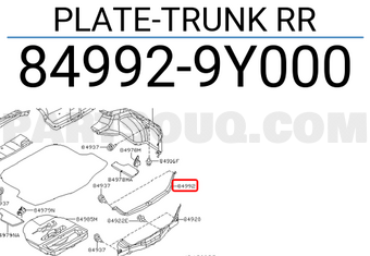 Nissan 849929Y000 PLATE-TRUNK RR