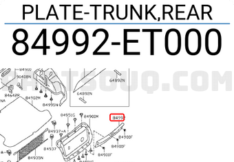 Nissan 84992ET000 PLATE-TRUNK,REAR
