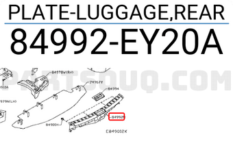 Nissan 84992EY20A PLATE-LUGGAGE,REAR
