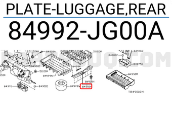 Nissan 84992JG00A PLATE-LUGGAGE,REAR