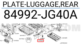 Nissan 84992JG40A PLATE-LUGGAGE,REAR