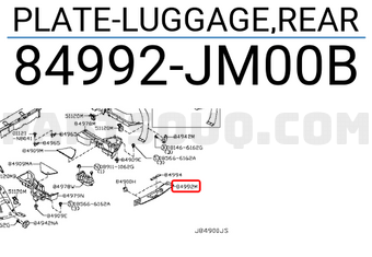 Nissan 84992JM00B PLATE-LUGGAGE,REAR
