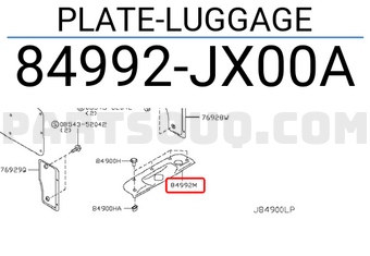 Nissan 84992JX00A PLATE-LUGGAGE