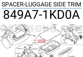 Nissan 849A71KD0A SPACER-LUGGAGE SIDE TRIM