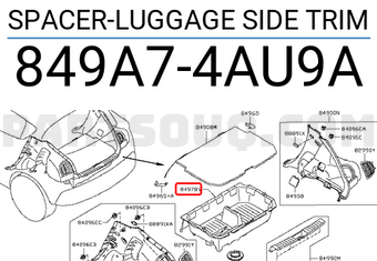 Nissan 849A74AU9A SPACER-LUGGAGE SIDE TRIM