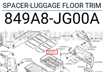 Nissan 849A8JG00A SPACER-LUGGAGE FLOOR TRIM