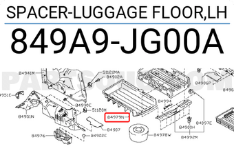 Nissan 849A9JG00A SPACER-LUGGAGE FLOOR,LH