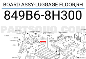 Nissan 849B68H300 BOARD ASSY-LUGGAGE FLOOR,RH