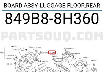 Nissan 849B88H360 BOARD ASSY-LUGGAGE FLOOR,REAR