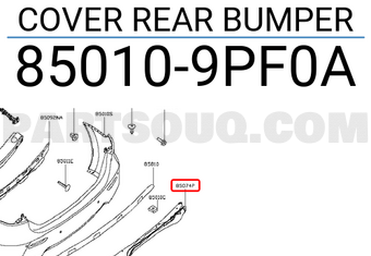Nissan 850109PF0A COVER REAR BUMPER