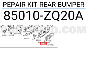 Nissan 85010ZQ20A PEPAIR KIT-REAR BUMPER