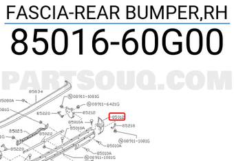 Nissan 8501660G00 FASCIA-REAR BUMPER,RH