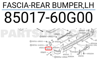 Nissan 8501760G00 FASCIA-REAR BUMPER,LH