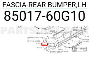 Nissan 8501760G10 FASCIA-REAR BUMPER,LH
