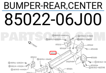 Nissan 8502206J00 BUMPER-REAR,CENTER