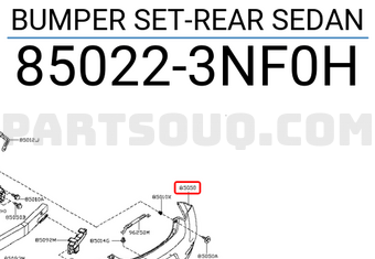 Nissan 850223NF0H BUMPER SET-REAR SEDAN