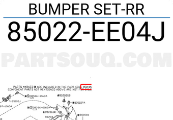 Nissan 85022EE04J BUMPER SET-RR