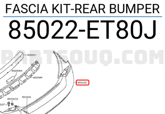 Nissan 85022ET80J FASCIA KIT-REAR BUMPER