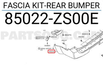 Nissan 85022ZS00E FASCIA KIT-REAR BUMPER