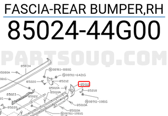 Nissan 8502444G00 FASCIA-REAR BUMPER,RH