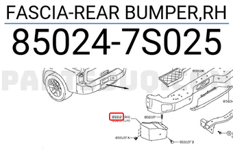 Nissan 850247S025 FASCIA-REAR BUMPER,RH