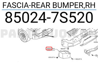 Nissan 850247S520 FASCIA-REAR BUMPER,RH
