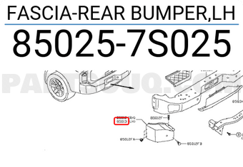 Nissan 850257S025 FASCIA-REAR BUMPER,LH