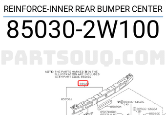 Nissan 850302W100 REINFORCE-INNER REAR BUMPER CENTER