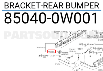 Nissan 850400W001 BRACKET-REAR BUMPER
