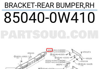 Nissan 850400W410 BRACKET-REAR BUMPER,RH