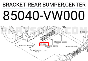 Nissan 85040VW000 BRACKET-REAR BUMPER,CENTER