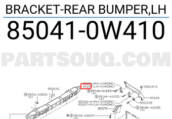 Nissan 850410W410 BRACKET-REAR BUMPER,LH