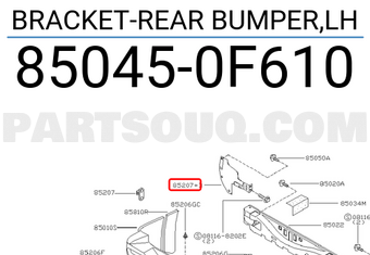 Nissan 850450F610 BRACKET-REAR BUMPER,LH