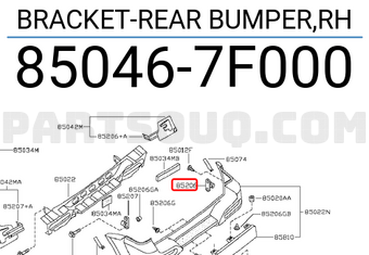 Nissan 850467F000 BRACKET-REAR BUMPER,RH