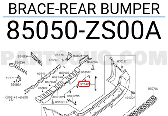 Nissan 85050ZS00A BRACE-REAR BUMPER