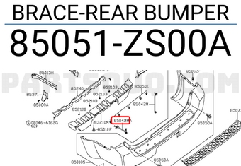 Nissan 85051ZS00A BRACE-REAR BUMPER