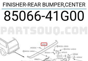 Nissan 8506641G00 FINISHER-REAR BUMPER,CENTER