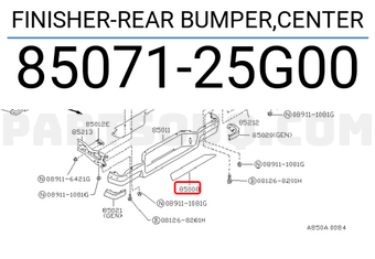 Nissan 8507125G00 FINISHER-REAR BUMPER,CENTER