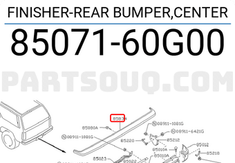 Nissan 8507160G00 FINISHER-REAR BUMPER,CENTER