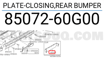 Nissan 8507260G00 PLATE-CLOSING,REAR BUMPER