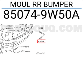 Nissan 850749W50A MOUL RR BUMPER