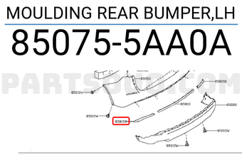 Nissan 850755AA0A MOULDING REAR BUMPER,LH