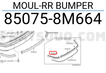 Nissan 850758M664 MOUL-RR BUMPER