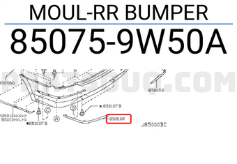 Nissan 850759W50A MOUL-RR BUMPER