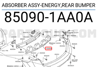 Nissan 850901AA0A ABSORBER ASSY-ENERGY,REAR BUMPER
