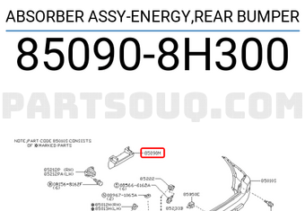 Nissan 850908H300 ABSORBER ASSY-ENERGY,REAR BUMPER