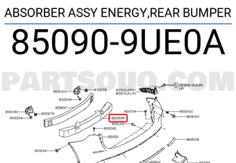 Nissan 850909UE0A ABSORBER ASSY ENERGY,REAR BUMPER