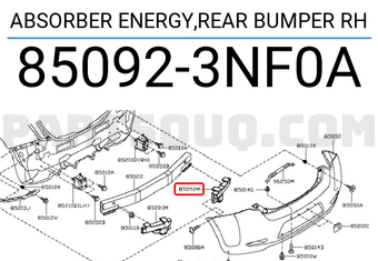 Nissan 850923NF0A ABSORBER ENERGY,REAR BUMPER RH